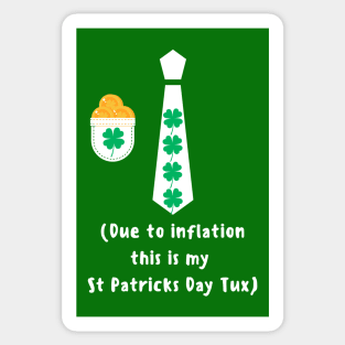 St Patricks Day tie costume due to inflation funny shamrock and St Patricks coins Sticker